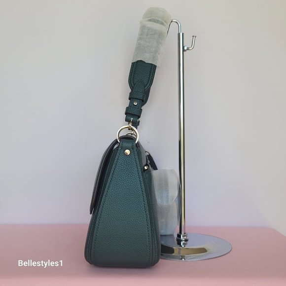 KATE SPADE Hudson Pebbled Leather Medium Flap Convertible Shoulder Bag-Artesian⭐ - Picture 8 of 16